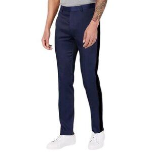 NWT CALVIN KLEIN Slim Fit Men's Navy Pant Size 38 X 32 Black Side Stripe
